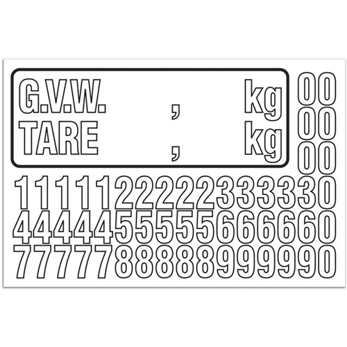 G.V.W. Truck Number Kit, Assorted Numbers/Letters/Punctuation, White Solutions industrielles ALPHA