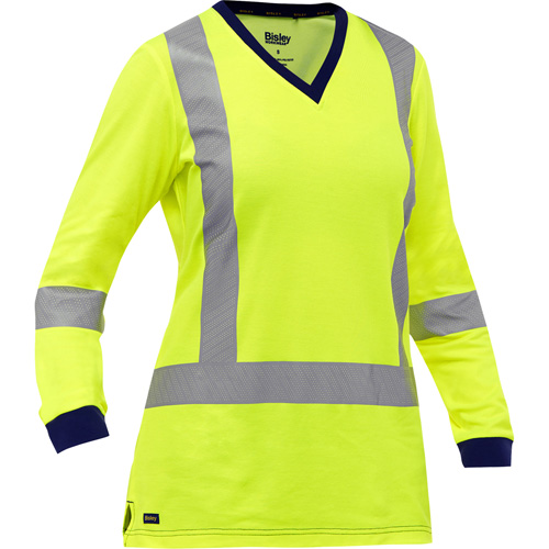 Bisley&reg; Women's X-Back Long Sleeve Shirt, Poly-Cotton, Small, High Visibility Lime-Yellow Solutions industrielles ALPHA