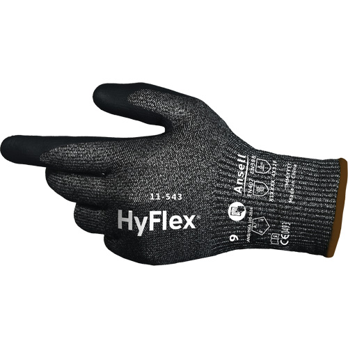 Gants r&eacute;sistants &agrave; la coupe HYFLEX 11-543, Taille 6, Calibre 13, Rev&ecirc;tement Nitrile, Enveloppe en Nylon/Acier inoxydable/PEHP/Spandex, ASTM ANSI niveau A7/EN 388 niveau F Solutions industrielles ALPHA