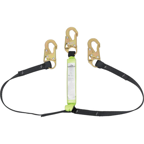 SA-64000-4 Shock Absorbing Lanyard, 4', Snap Hook Center, Snap Hook Leg Ends, Polyester Solutions industrielles ALPHA