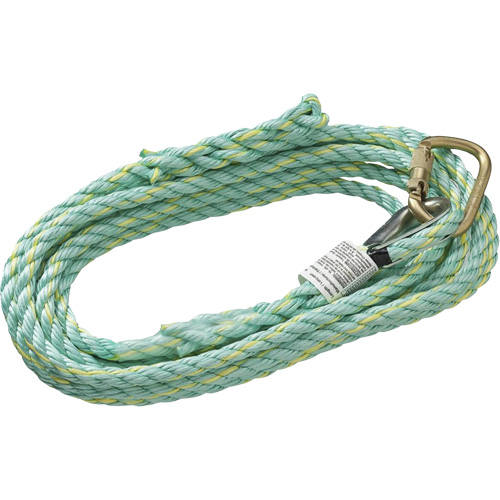 VL-1115-25 Vertical Lifeline Rope with Anchor End Carabiner & Trailing End Back Splice, Copolymer Solutions industrielles ALPHA