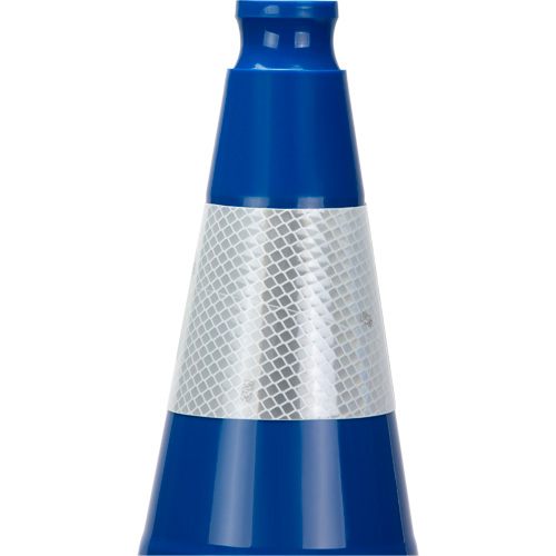 C&ocirc;ne de signalisation de premi&egrave;re qualit&eacute;, 28", Bleu, Bande(s) r&eacute;fl&eacute;chissante(s) 4" Solutions industrielles ALPHA