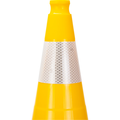 C&ocirc;ne de signalisation de premi&egrave;re qualit&eacute;, 28", Jaune, Bande(s) r&eacute;fl&eacute;chissante(s) 4" Solutions industrielles ALPHA