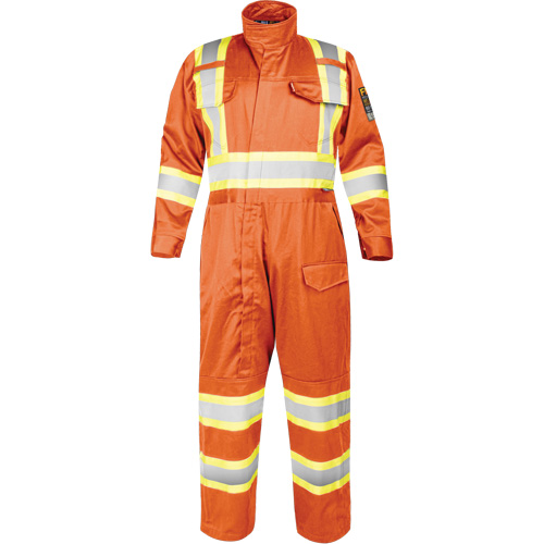 Fire-Resistant Coverall with High-Visibility Bands, Size Small, Orange Solutions industrielles ALPHA