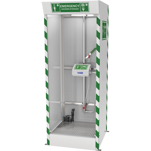 Emergency Cubicle Shower & Covered Eye & Face Wash with Sump Pump Solutions industrielles ALPHA