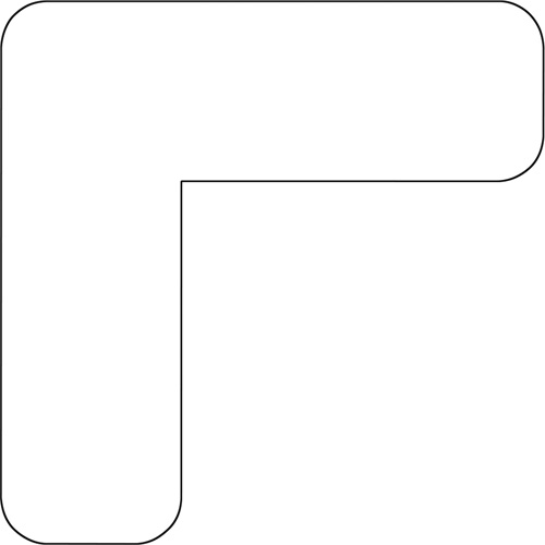 Durastripe Xtreme 90-Degree Angle for Rounded Corners, L, 4" L x 4" W, White, Vinyl Solutions industrielles ALPHA