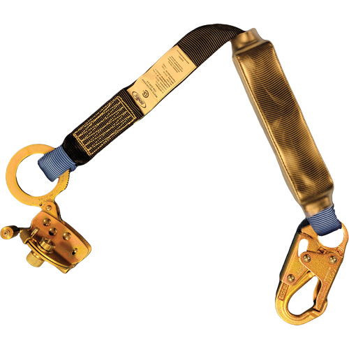 Trailing Rope Grab with Attached Shock Pack Lanyard, 2', Snap Hook Center, Snap Hook Leg Ends, Polyester Solutions industrielles ALPHA