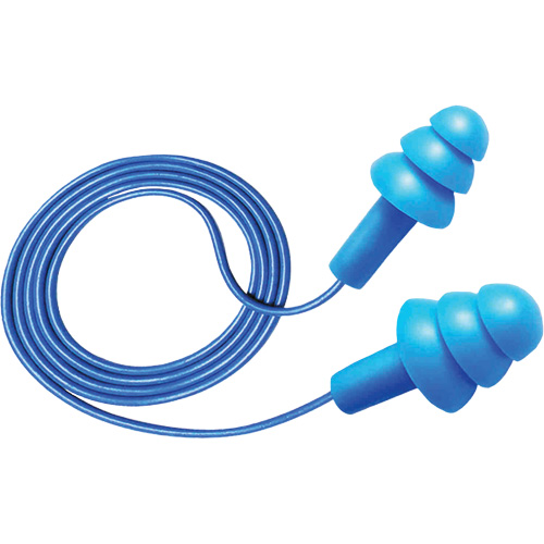Bouchons d'oreilles d&eacute;tectables et r&eacute;utilisables Hush 50-25, Avec cordon, Taille unique, Vrac - Boîte, NRR dB 25 Solutions industrielles ALPHA
