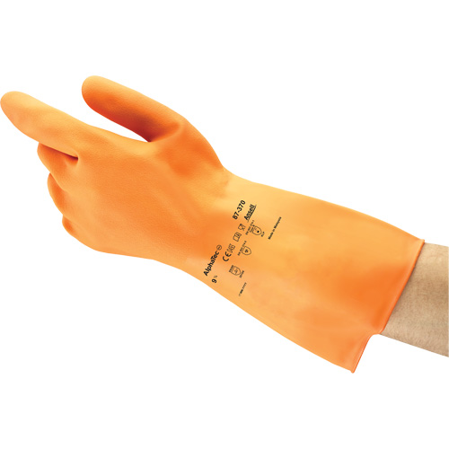 Gants ALPHATEC 87-320, Taille 7, 11,8" lo, Latex de caoutchouc, Doublure en Ouat&eacute;e, 18 mils Solutions industrielles ALPHA