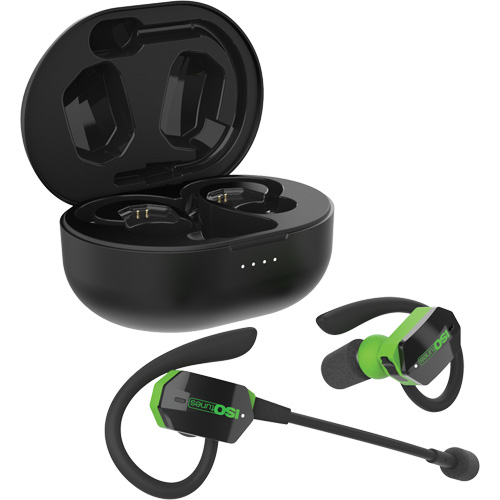 Black & Green UltraComm Aware Bluetooth Earbuds Solutions industrielles ALPHA