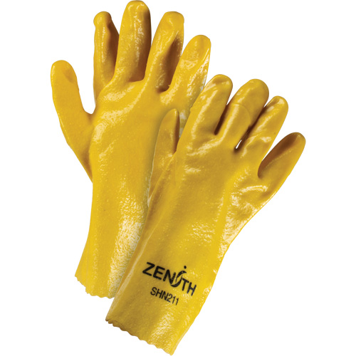 Gants &agrave; fini rugueux et r&eacute;sistants aux produits chimiques, Taille 9, 12" lo, PVC, Doublure en Interlock, 47-mil Solutions industrielles ALPHA