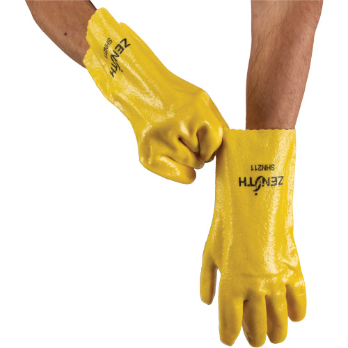 Gants &agrave; fini rugueux et r&eacute;sistants aux produits chimiques, Taille 9, 12" lo, PVC, Doublure en Interlock, 47-mil Solutions industrielles ALPHA