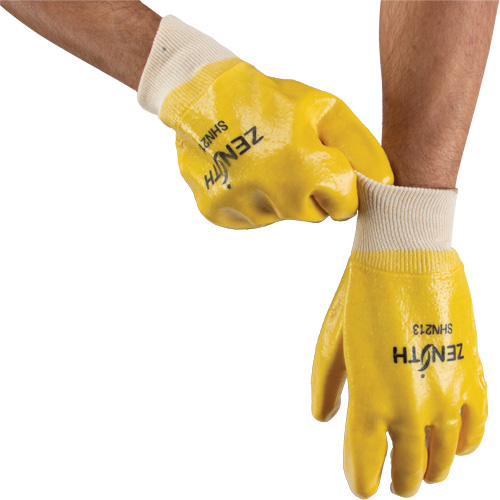 Gants &agrave; fini rugueux et r&eacute;sistants aux produits chimiques, Taille 9, 10" lo, PVC, Doublure en Interlock, 47-mil Solutions industrielles ALPHA