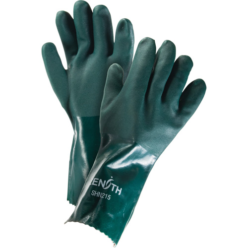 Double Dipped Green Gloves, 14" L, PVC, Cotton Jersey Inner Lining, 70-mil Solutions industrielles ALPHA