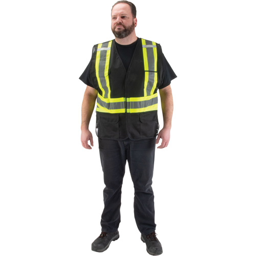 Veste d'arpenteur conforme aux normes de la CSA, Noir, Moyen, Polyester Solutions industrielles ALPHA