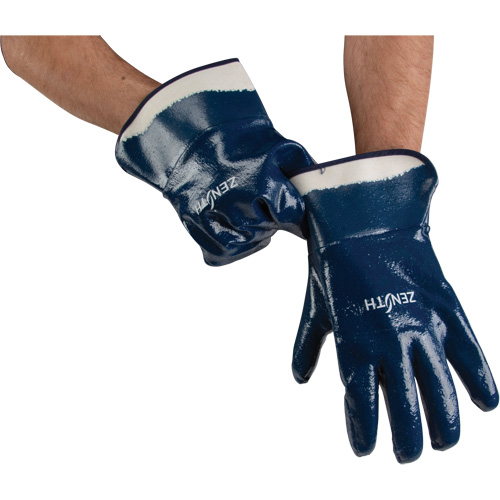 Gants &agrave; poignet de s&eacute;curit&eacute; de poids lourd, 10/T-Grand, R&ecirc;vetement Nitrile, Enveloppe en Coton Solutions industrielles ALPHA