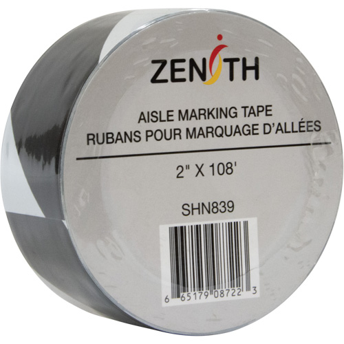 Ruban pour marquage d'all&eacute;es, 2" x 108', PVC, Noir et blanc Solutions industrielles ALPHA