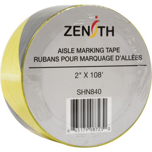 Ruban pour marquage d'all&eacute;es, 2" x 108', PVC, Noir et jaune Solutions industrielles ALPHA