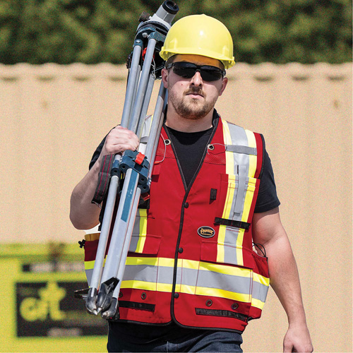 6678 High-Visibility Antimicrobial Mesh-Back Surveyor Vest, Red, Small, Polyester Solutions industrielles ALPHA