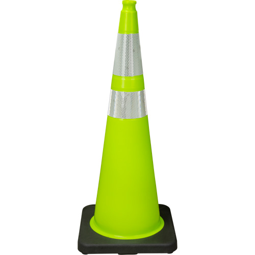 Premium Traffic Cone, 36", Lime Green, 4" & 6" Reflective Collar(s) Solutions industrielles ALPHA