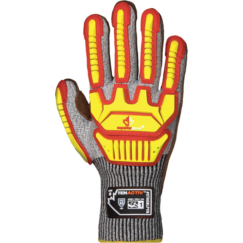 Gants antichocs TenActiv STAGBLPVB, T-Grand, Paume en Cuir de vache, Poignet Poignet en tricot Solutions industrielles ALPHA