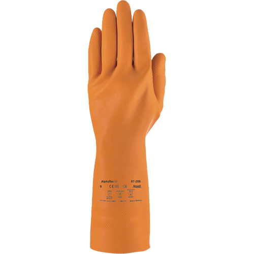 AlphaTec&reg; 87-208 Heavy-Duty Chemical-Resistant Gloves, Size 7, 12.8" L, Rubber Latex, Cotton/Flock-Lined Inner Lining, 29.5-mil Solutions industrielles ALPHA