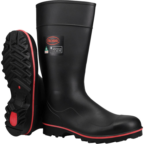 Bottes de s&eacute;curit&eacute; Boss Footwear avec r&eacute;sistance int&eacute;grale aux d&eacute;charges &eacute;lectriques, M&eacute;lange de polym&egrave;res/PVC, Embout Acier, Pointure 4 Solutions industrielles ALPHA
