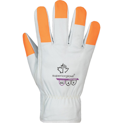 Gants haute visibilit&eacute; r&eacute;sistants &agrave; la coupe Endura Pro, Taille Petit, Enveloppe en Cuir de vache, ASTM ANSI niveau A6 Solutions industrielles ALPHA