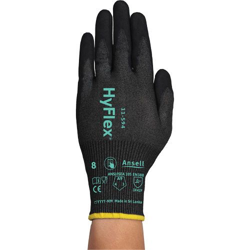 Gants r&eacute;sistants &agrave; la coupe HYFLEX 11-594, Taille 5/2T-petit, Calibre 18, Rev&ecirc;tement Nitrile, Enveloppe en PEHP/Intercept, ASTM ANSI niveau A9/EN 388 niveau F Solutions industrielles ALPHA