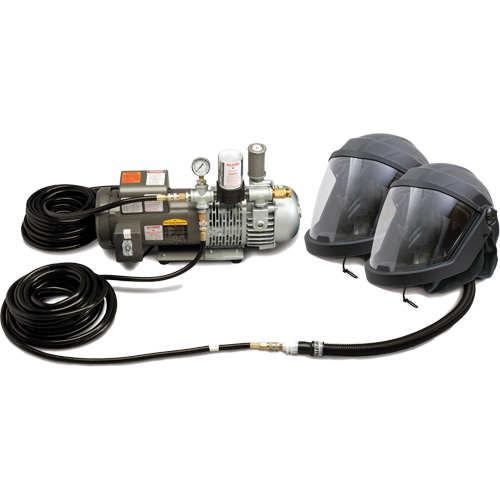 2-Worker DEFENDER Supplied Air Shield & Helmet System Solutions industrielles ALPHA