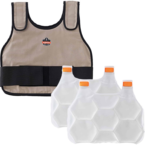 Chill-Its 6230 Standard Phase Change Cooling Vest with Rechargeable Packs, Large/X-Large, Khaki Solutions industrielles ALPHA