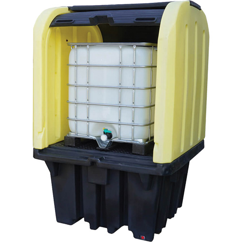 Yellow Roll Top Hardcover Spill Pallet, 65" L x 65" W x 101" H, 5000 lbs. Load Capacity Solutions industrielles ALPHA