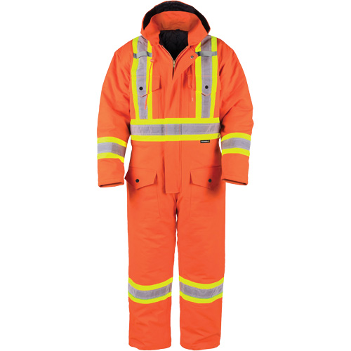 Salopette en canevas doubl&eacute;e haute visibilit&eacute;, Petit, Orange haute visibilit&eacute; Solutions industrielles ALPHA