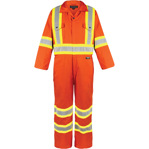 Combinaison non doubl&eacute;e haute visibilit&eacute;, Moyen, Orange haute visibilit&eacute; Solutions industrielles ALPHA