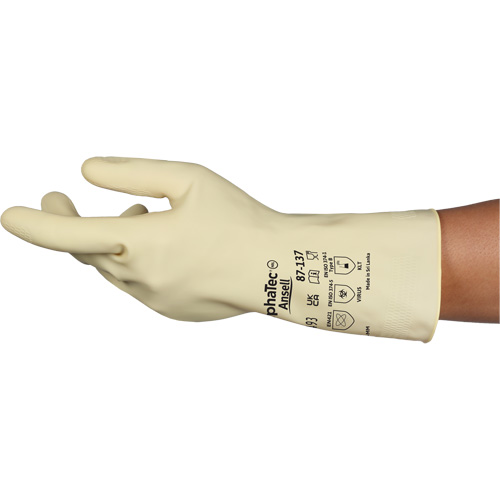 AlphaTec&reg; 87-137 Lightweight Natural Gloves, Size 10, 11.8" L, Rubber Latex, 16-mil Solutions industrielles ALPHA