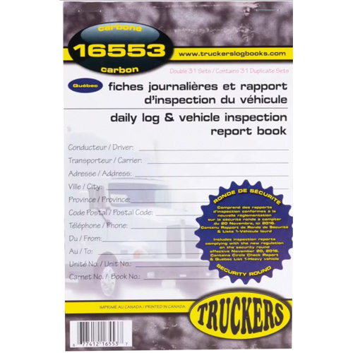 Bilingual Daily Log & Vehicle Inspection Report Book Solutions industrielles ALPHA