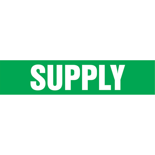 "Supply" Pipe Markers, Self-Adhesive, 4" H x 24" W, White on Green Solutions industrielles ALPHA