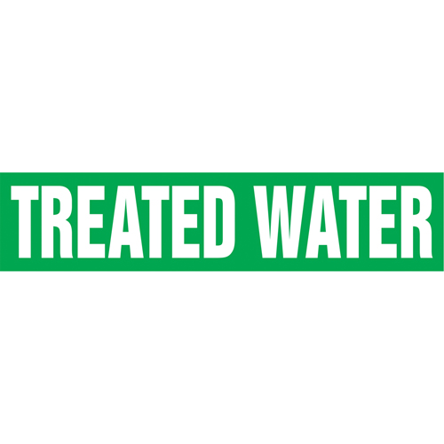 "Treated Water" Pipe Markers, Self-Adhesive, 2-1/2" H x 12" W, White on Green Solutions industrielles ALPHA