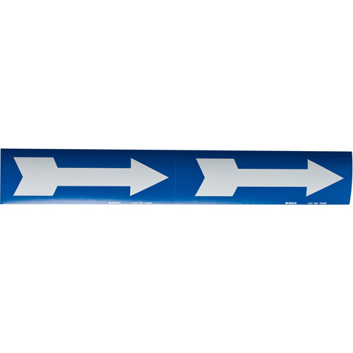 Marqueurs de tuyau avec fl&egrave;ches, Autocollant, 4" h x 12" la, Blanc/bleu Solutions industrielles ALPHA