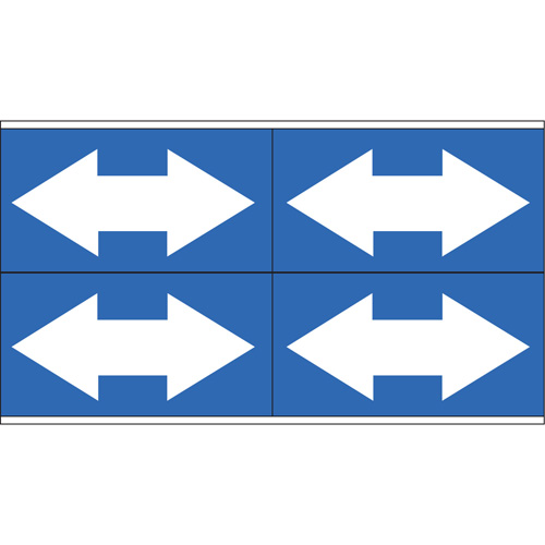 Marqueurs de tuyau avec fl&egrave;ches bidirectionnelles, Autocollant, 1-1/8" h x 7" la, Blanc/bleu Solutions industrielles ALPHA