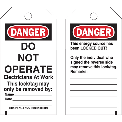 Lockout Tags, Plastic, 3" W x 5-1/2" H, English Solutions industrielles ALPHA
