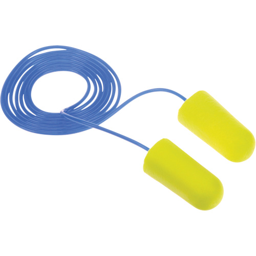 Bouchons d'oreilles n&eacute;on jaune E-A-Rsoft, Vrac - Sac en poly, Avec cordon Solutions industrielles ALPHA