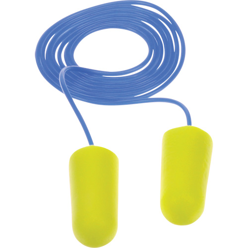 Bouchons d'oreilles n&eacute;on jaune E-A-Rsoft, Vrac - Sac en poly, Avec cordon Solutions industrielles ALPHA