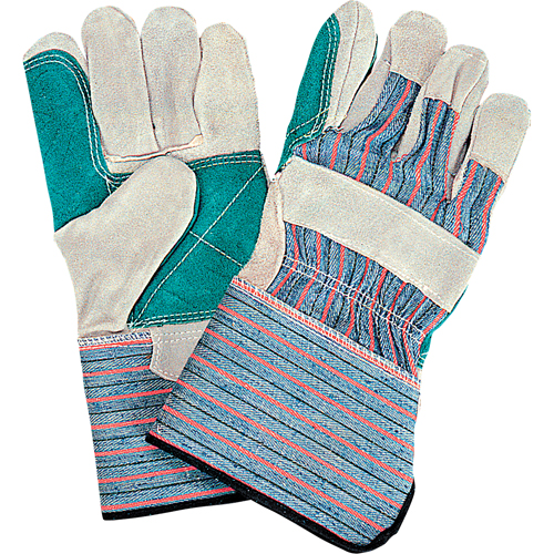 Gants d'ajusteur de qualit&eacute; standard &agrave; paume double, Grand, Paume en Cuir de vache refendu, Doublure en Coton Solutions industrielles ALPHA