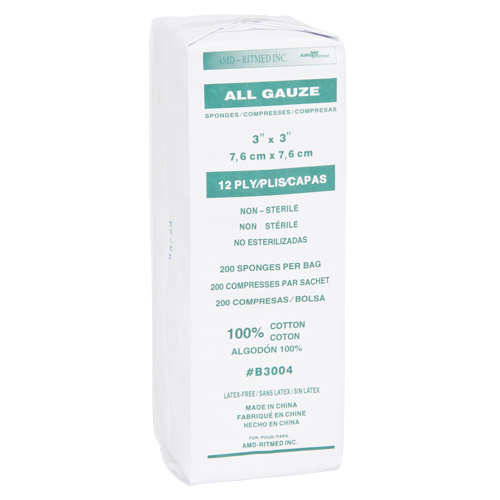 &eacute;ponges de gaze, Tampon, 3" lo x 3" la, Dispositif m&eacute;dical Classe 1 Solutions industrielles ALPHA