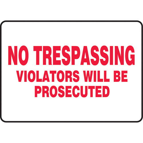 "No Trespassing" Sign, 7" x 10", Vinyl, English Solutions industrielles ALPHA