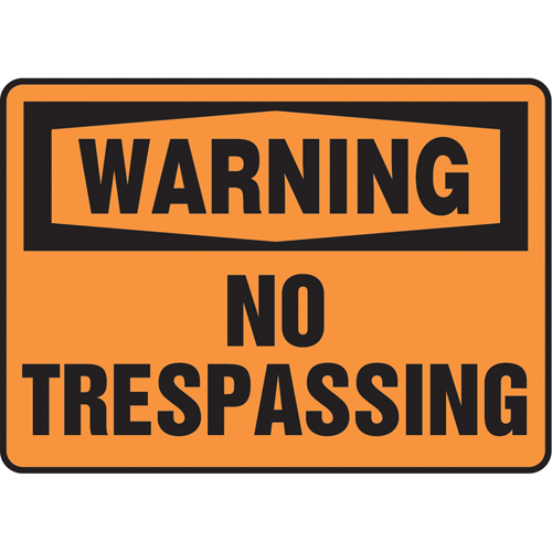 "No Trespassing" Sign, 7" x 10", Vinyl, English Solutions industrielles ALPHA