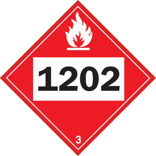 1202 Fuel Oil Flammable Liquid TDG Placard, Adhesive Vinyl Solutions industrielles ALPHA