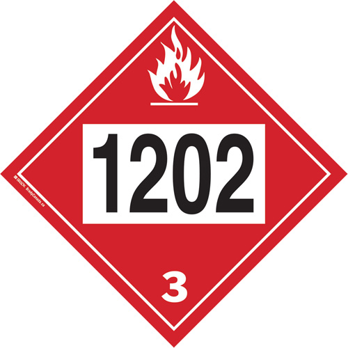 Plaque-&eacute;tiquette TMD 1202 pour liquide inflammable huile combustible, Plastique Solutions industrielles ALPHA
