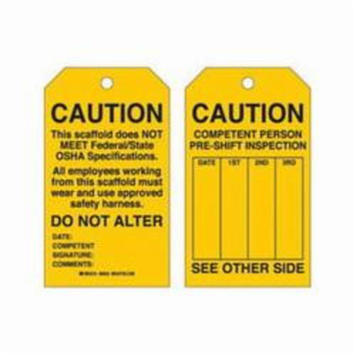 &eacute;tiquettes de s&eacute;curit&eacute; pour les &eacute;chafaudages, Polyester, 4" la x 7" h, Anglais Solutions industrielles ALPHA